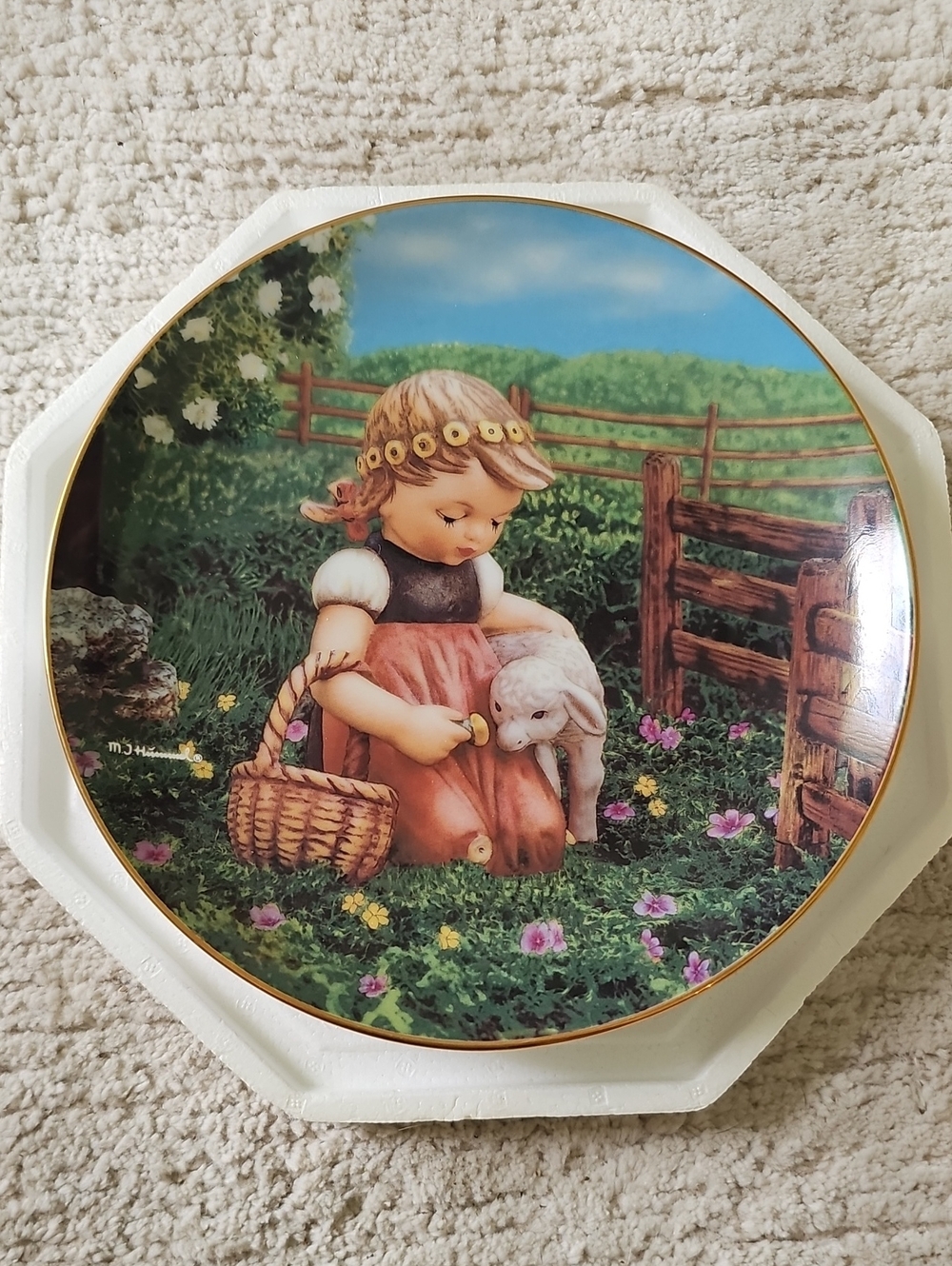 Hummel Vintage Collector Plate "Favorite Pet" Girl With Lamb